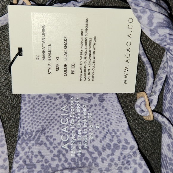 New Acacia Swimwear Manhattan Bikini Top Lilac Snake Bralette Bra underwire XL - Picture 9 of 10